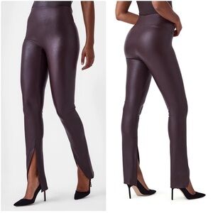 SPANX Leather Like Front Slit Pants Size Medium